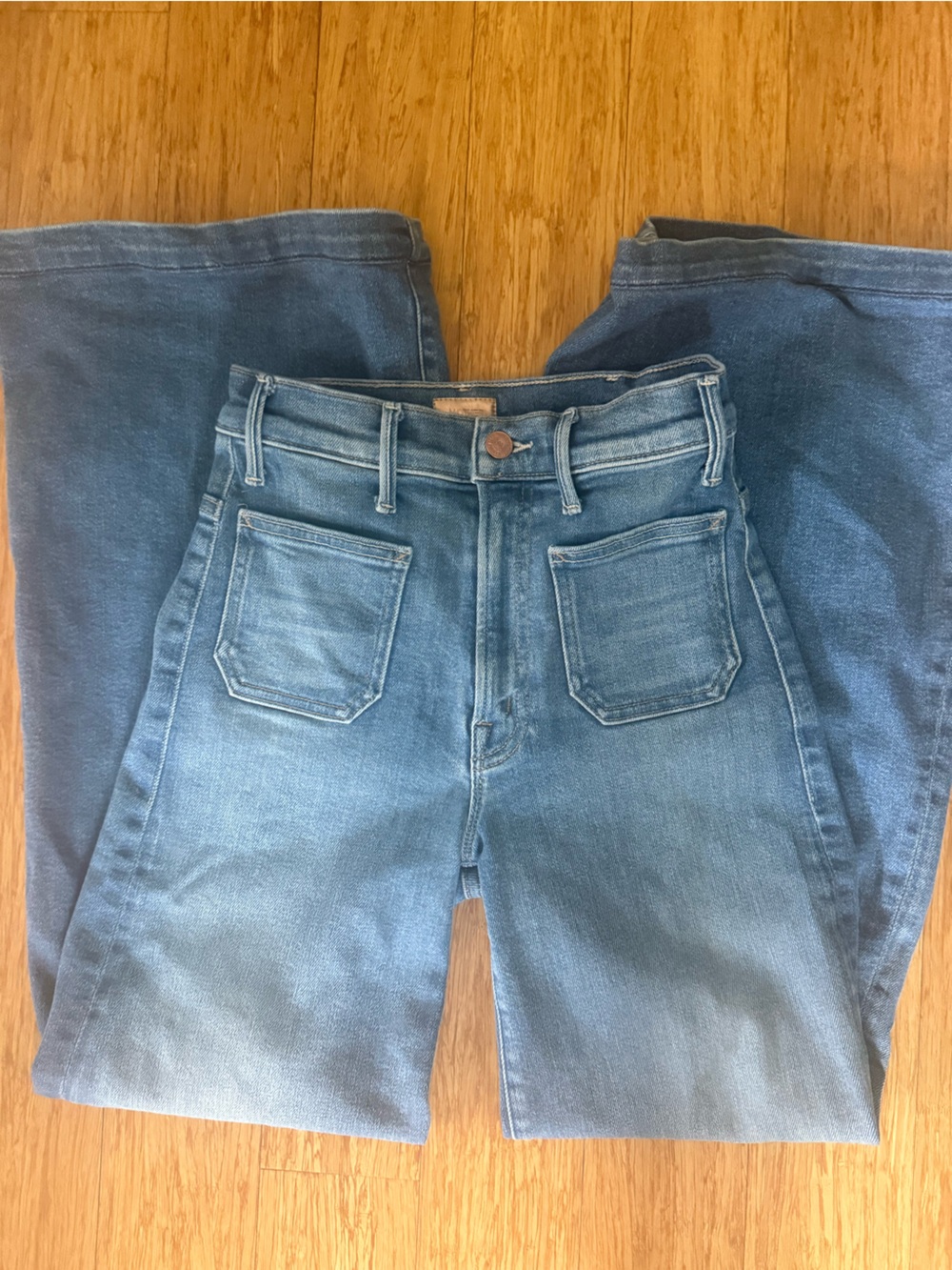 MOTHER Light Blue High-Rise Straight Jeans